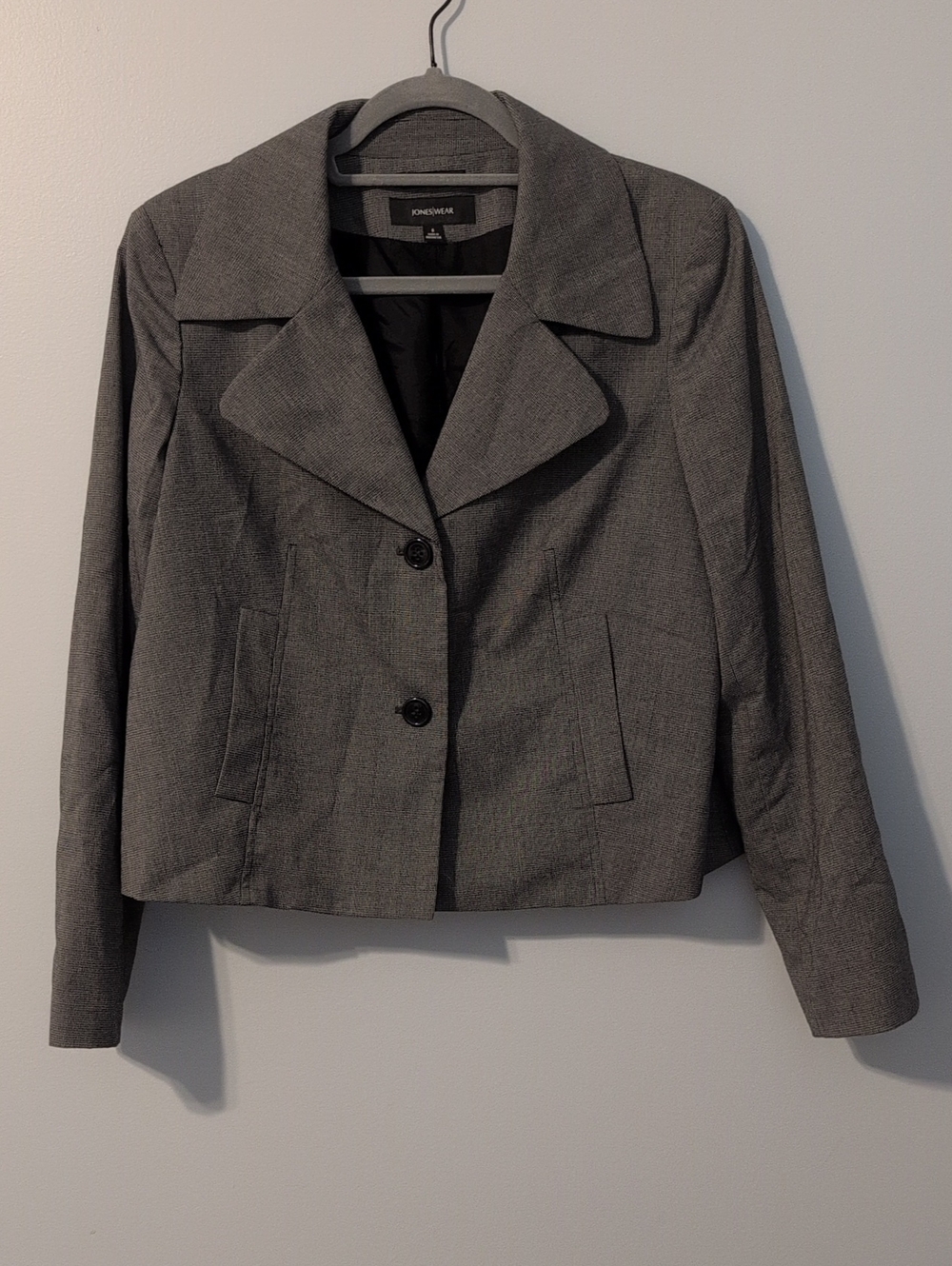 Jones New York Gray Notch-Collar Two-Button Blazer
